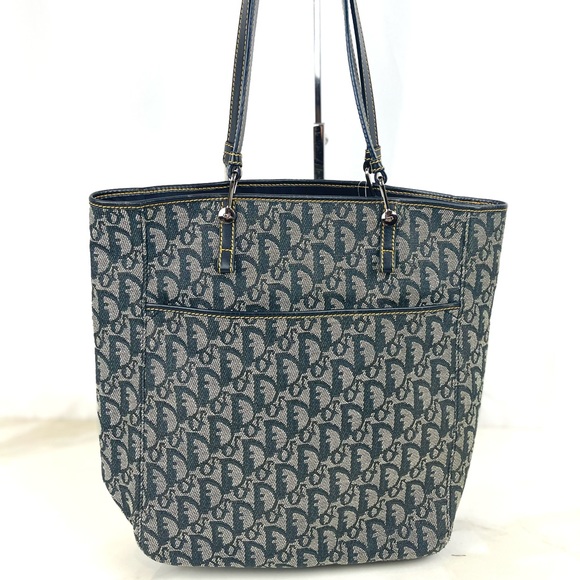 CHRISTIAN DIOR Oblique Canvas Tote Navy - Picture 4 of 15